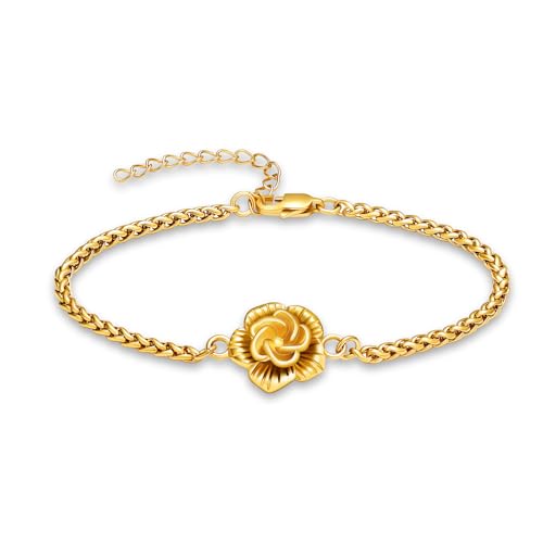 AIWENXI Rosenblumen Kremation Armbänder für Asche Blume Urne Armbänder Edelstahl Erinnerungen Gedenkstätte Asche Armband für Männer Frauen von AIWENXI