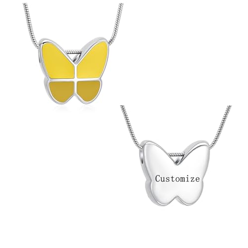 Schmetterling Einäscherung Schmuck Urnen Halsketten für Asche Edelstahl Memorial Asche Anhänger Andenken Schmuck für Haustier Asche Halsketten von AIWENXI