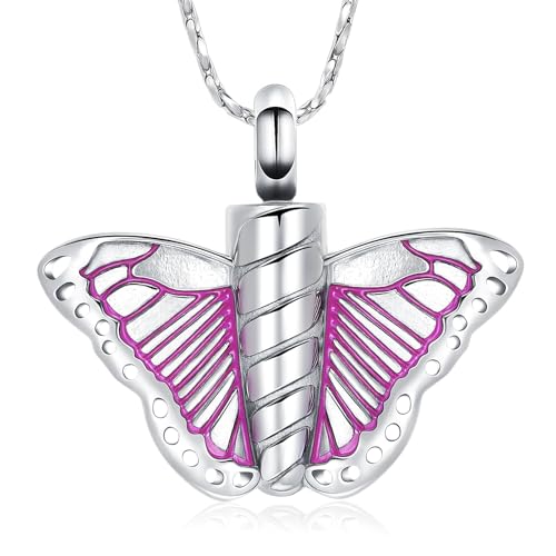 AIWENXI Schmetterling Feuerbestattung Gedenkurne Asche Anhänger für Frauen Männer Haustier Urne Halsketten Erinnerungen Kremation Schmuck Edelstahl Aschenhalter Schmuck von AIWENXI