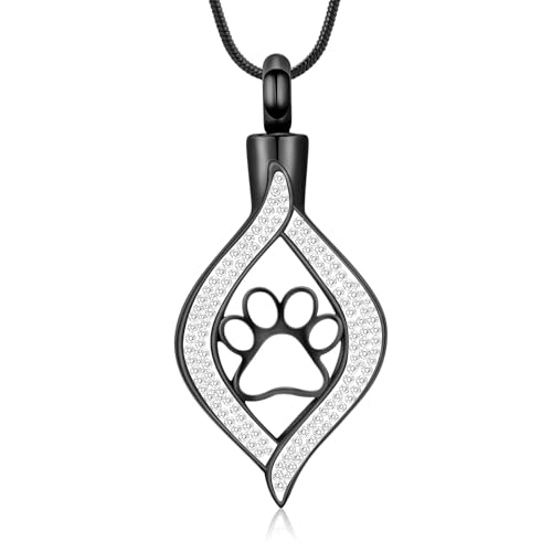 AIWENXI Tränen Kremation Schmuck Pfoten Drucken Urne Halskette für Haustier Asche Gedenkschmuck Edelstahl Erinnerungen Anhänger für Frauen Männer von AIWENXI