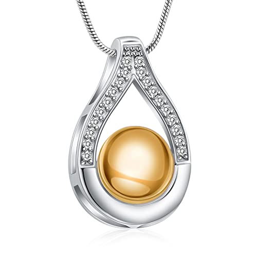 AIWENXI Tränen Urne Anhänger für Asche Gedenkschmuck Edelstahl Kremation Erinnerungshalskette Ball für Männer Frauen von AIWENXI
