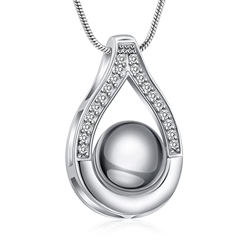 AIWENXI Tränen Urne Anhänger für Asche Gedenkschmuck Edelstahl Kremation Erinnerungshalskette Ball für Männer Frauen von AIWENXI