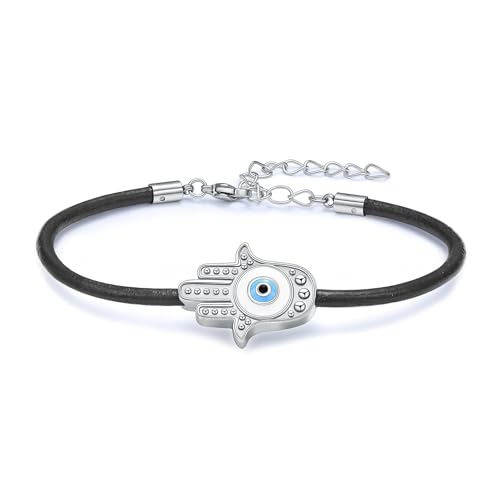 AIWENXI Übel Auge Kremation Schmuck Urne Armbänder für Asche Palm Gedenkstätte Asche Armbänder für Männer Frauen Edelstahl Gedenkstätte Asche Armband Erinnerungen Schmuck von AIWENXI