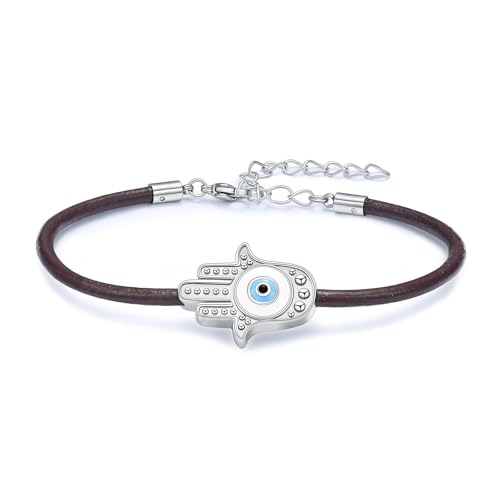 AIWENXI Übel Auge Kremation Schmuck Urne Armbänder für Asche Palm Gedenkstätte Asche Armbänder für Männer Frauen Edelstahl Gedenkstätte Asche Armband Erinnerungen Schmuck von AIWENXI
