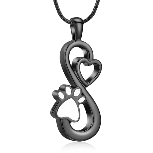AIWENXI Unendlichkeit Hund Pfote Asche Halskette Edelstahl Haustier Gedenken Anhänger für Kremation Erinnerungen Haustier Urne Schmuck für Männer Frauen von AIWENXI