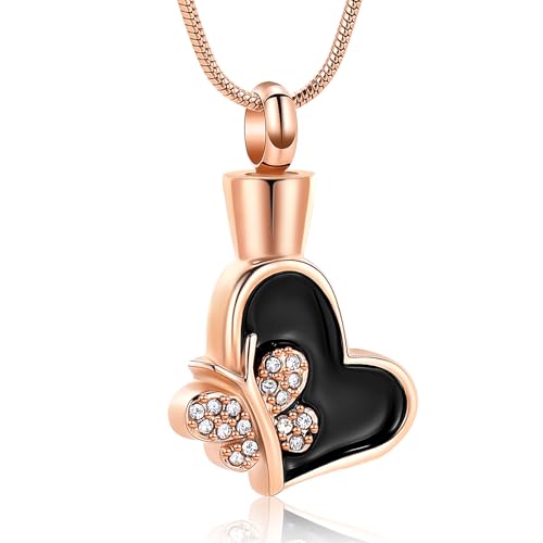 AIWENXI Urne Halsketten für Asche Schmetterling Herz Kremation Schmuck Asche Anhänger für Männer Frauen Edelstahl Haustier Gedenkschmuck Erinnerungen Geschenke von AIWENXI