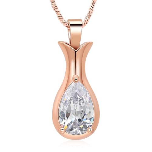 AIWENXI Wassertropfen Kremation Schmuck für Asche Kristall Asche Gedenken Urne Halsketten für Frauen Edelstahl Haustier Erinnerungen Anhänger für Geliebte Asche Halter von AIWENXI