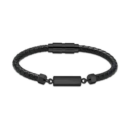 AIWENXI Zylinder Bar Kremation Armbänder für Asche PU Leder Urn Armbänder für Männer Edelstahl Haustier Asche Gedenkarmband Erinnerungen Armband Schmuck von AIWENXI