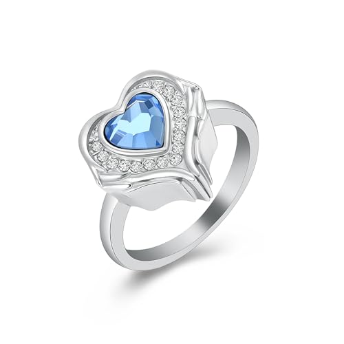 Herz Kremation Ringe für Asche Herz Form Geburtsstein Urne Ringe für Männer Frauen Gedenkmal Haustier/menschliche Asche Halter Ring Erinnerungen Schmuck (Blau-8#) von AIWENXI