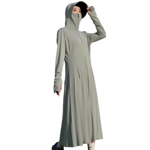 AIWUFLY UPF50+ Damen Sonnenschutz Kleidung Lange Tunika Sommer Strandkleid Leicht, grau, L-XL AIWUFLY UPF50+ Damen Sonnenschutz Kleidung Lange Tunika Sommer Strandkleid Leicht, grau, L-XL von AIWUFLY