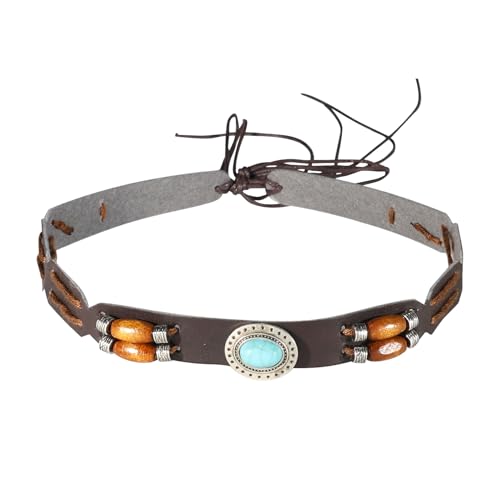 AIWUFLY Westernhutband für Männer und Frauen, verstellbares geflochtenes Lederband mit türkisen Perlen, stilvolles Cowboyhut-Accessoire für Fedora, Stroh, Sonnenhüte von AIWUFLY
