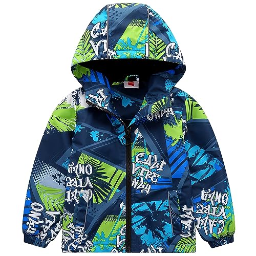 AIWUHE Mädchen Jungen Wasserdicht Jacke mit Fleecefütterung Warm Übergangsjacke Outdoorjacke Kinder Atmungsaktiv Winddicht Wanderjacke mit Kapuze Blau 122-128 5-6 Jahre von AIWUHE