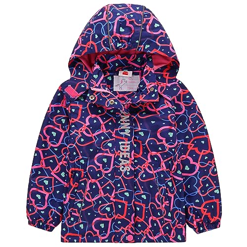 AIWUHE Mädchen Jungen Wasserdicht Jacke mit Fleecefütterung Warm Übergangsjacke Outdoorjacke Kinder Atmungsaktiv Winddicht Wanderjacke mit Kapuze Dunkelblau 134-140 7-8 Jahre von AIWUHE