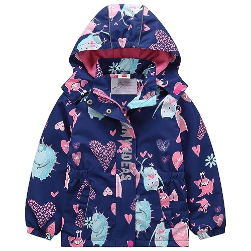 AIWUHE Mädchen Jungen Wasserdicht Jacke mit Fleecefütterung Warm Übergangsjacke Outdoorjacke Kinder Atmungsaktiv Winddicht Wanderjacke mit Kapuze Lila-blau 122-128 5-6 Jahre von AIWUHE