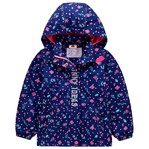 AIWUHE Mädchen Softshelljacke Herbst Übergangsjacke mit Fleecefütterung Wasserdicht Outdoor Kinderjacke warm atmungsaktiv Wanderjacke Windjacke Blume Motiv 110/116 von AIWUHE