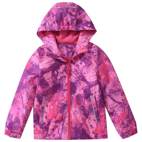 AIWUHE Mädchen Übergangsjacke mit Fleecefütterung Winddicht Wanderjacke warm atmungsaktiv Windjacke Trekkingjacke Outdoor Kinderjacke, 130 von AIWUHE