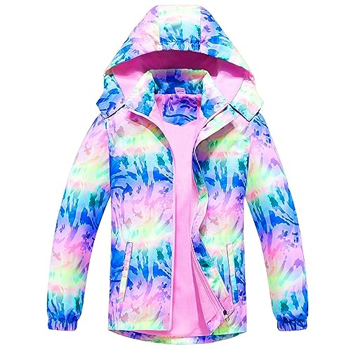 AIWUHE Softshelljacke Mädchen Regenjacke Kinder Winterjacke Übergangsjacke Mit Fleecefütterung Wasserabweisend Atmungsaktiv Jacke mit Kapuze Lila 110 3-4 Jahre von AIWUHE