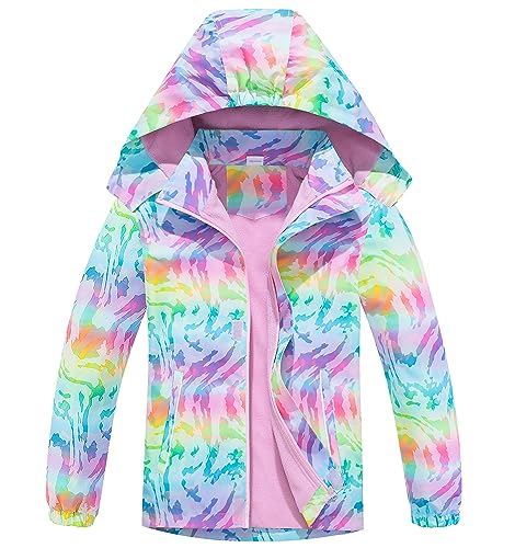 AIWUHE Softshelljacke Mädchen Regenjacke Kinder Winterjacke Übergangsjacke Mit Fleecefütterung Wasserabweisend Atmungsaktiv Jacke mit Kapuze Rosa 130 7-8 Jahre von AIWUHE