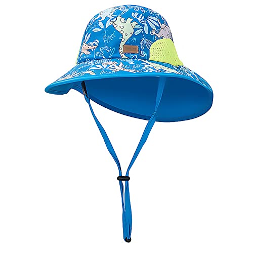 AIWUHE Sonnenhut Baby Kinder UV 50+ Sommerhut Mädchen Schirmmütze Jungen mit Nackenschutz Blau M 2-5 Jahre von AIWUHE