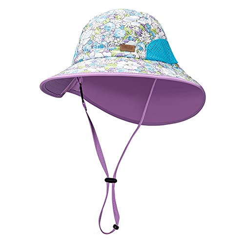 AIWUHE Sonnenhut Baby Kinder UV 50+ Sommerhut Mädchen Schirmmütze Jungen mit Nackenschutz Lila L 6-12 Jahre von AIWUHE