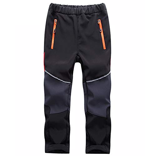 AIWUHE Unisex Kinder Softshellhose Junge Skihose Mädchen Schneehose Gefütterte Hose mit Wasserdichter Funktion,Schwarz,170 von AIWUHE