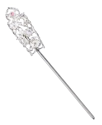 Chignon-Haarnadeln, Haarstäbe, Haarstäbchen, 2 Stück Haarstäbe for Dutts, silberne Blumen-Haarstäbchen, elegante Haarnadeln, traditionelle klassische Essstäbchen, Haar-Accessoires for Frauen mit dicke von AIXILAN