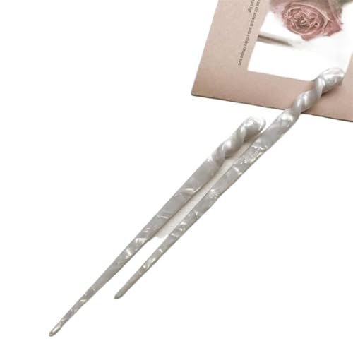 Chignon-Haarnadeln, Haarstäbe, Haarstäbchen, 2 Stück Haarstäbe for dickes Haar, einfache Haarstäbchen for Dutts, elegante Essstäbchen, Haar-Accessoires, moderner Stil, Haarnadeln(White) von AIXILAN