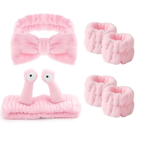 Gesicht Waschen Stirnband, 4 Stück, Spa-Stirnband, Gesichts-Make-up-Kopfband, Mikrofaser, weiches Korallenvlies, Kopfwickel, Schnecken-Cartoon, Cosmetic Stirnband, für Dusche Hautpflege Sport Gesicht Waschen Stirnband, 4 Stück, Spa-Stirnband, Gesichts-Make-up-Kopfband, Mikrofaser, weiches Korallenvlies, Kopfwickel, Schnecken-Cartoon, Cosmetic Stirnband, für Dusche Hautpflege Sport von AIXYEA
