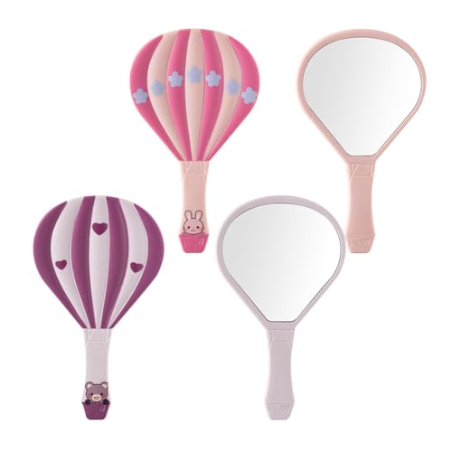 Handspiegel, 2 Stück, Professioneller Handspiegel mit Griff, Kosmetikspiegel Schminkspiegel Runde Form für Damen Tägliche Make-up, Runde Taschenspiegel für Handheld, Zuhause, Reisenutzung, Lila/Pink von AIXYEA