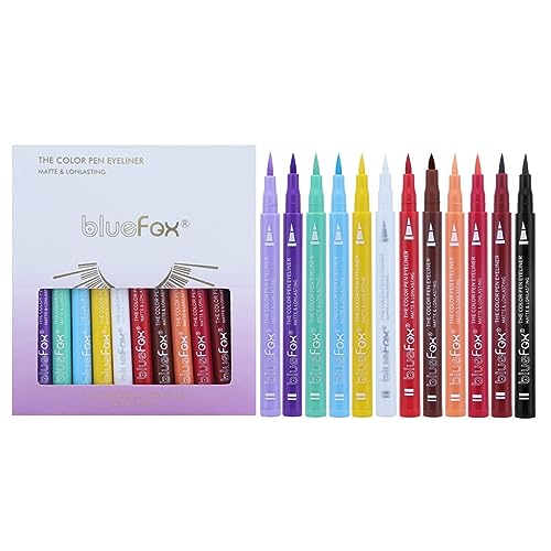 Buntes flüssiges Eyeliner-Set, Schnelltrocknendes buntes Flüssig-Eyeliner-Stift-Set, Wischfester, langlebiger Regenbogen-Eyeliner, pigmentierte Eyeliner in 12 Farben für das Augen-Make-up von Aiying von AIYING