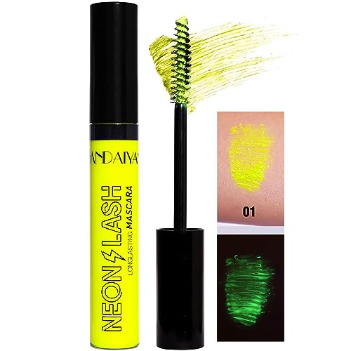 Farbige Mascara | Farbiges, fluoreszierendes, intensives Volumen-Make-up,Neon waschbare flüssige Wimpernverlängerungs-Mascara, Augen-Make-up-Tool für Frauen und Mädchen Aiying von AIYING