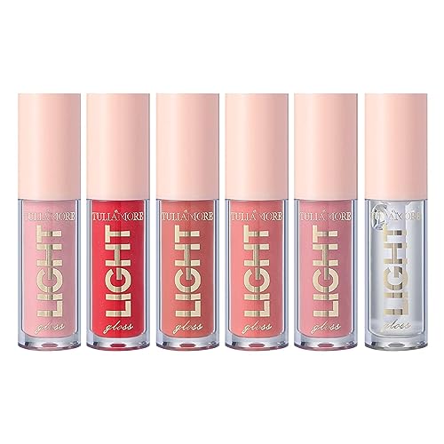 Feuchtigkeitsspendender Lip Oil Gloss,6 Stück Jelly Lippenpflegeprodukte Transparent - feuchtigkeitsspendendes Lippenöl für trockene Lippen, langlebige Lippenpflegeprodukte, Crystal Jelly Lip Aiying von AIYING