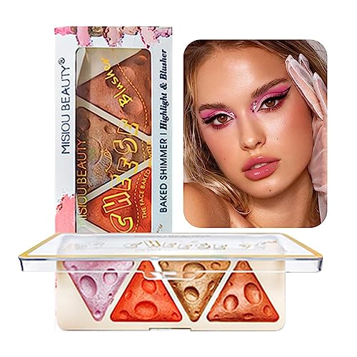 Highlighter-Palette,4 Farben wasserfestes, leuchtend schimmerndes Gesichtsrouge | Face Highlighter Makeup Palette Lasting Blushes Puder für Wangen- und Lidschatten-Make-up Aiying von AIYING