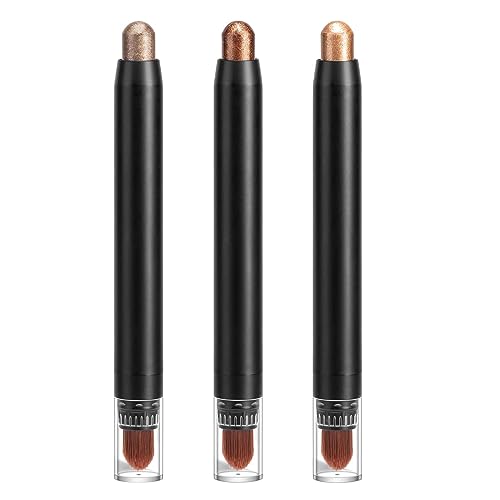 Lidschattenstift,3 Stück schimmernder Lidschattenstift | Cremefarbener Lidschattenstift mit Bürstenkopf für wasserfestes, langanhaltendes Smokey-Eye-Make-up Aiying von AIYING