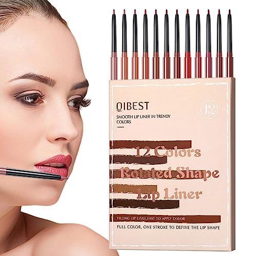 Lipliner-Stift-Set, 12-teiliges wasserfestes, mattes Lippenstift-Set, Hochpigmentierter Lip Pencil Lip Crayon, langlebiger, antihaftbeschichteter Lipliner für Mädchen, Frauen und Damen Aiying von AIYING