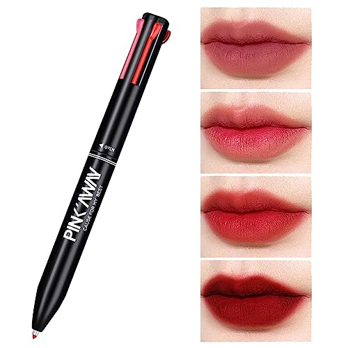 Make-up-Stift 4 in 1 | Lipliner-Make-up-Stift, gepresster Lippenstift für klare Lippenkonturen | Wasserdichter, langlebiger Lippenkonturenstift für Frauen, Geschenke für das tägliche Make-up Aiying von AIYING