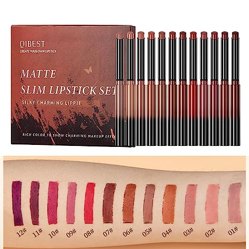 Matter Lippenstift, langlebig - Hochpigmentierter Lippenstift-Antihaftbecher | Lippenstift-Fleck, wasserfest, matt, Lippenstift für Mädchen und Frauen, Make-up-Geschenk Aiying von AIYING