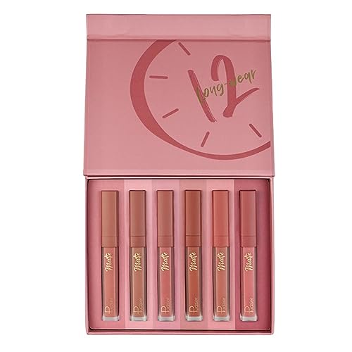 Mattes Lippenstift-Set,Wasserdichtes Lipgloss-Set für Damen | Antihaftbeschichteter Becher für Lippen-Make-up, Geschenke für Geburtstage, Weihnachten, Halloween, Thanksgiving Aiying von AIYING