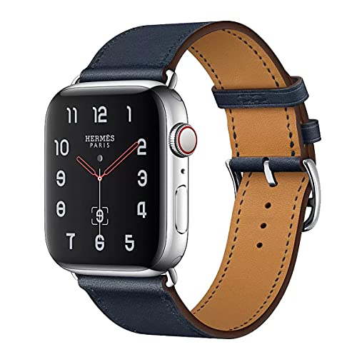 AIYIRUO Kompatibel mit Apple Watch Armband 8 Leder Herren Damen 45mm 41mm 44mm 40mm 49mm Aus Echtem Lederarmband Ersatzarmband mit Ultra iWatch Armband Serie 8/7/6/5/4/3/2/1,SE Original Band von AIYIRUO