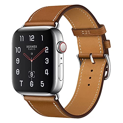 AIYIRUO Kompatibel mit Apple Watch Armband 8 Leder Herren Damen 45mm 41mm 44mm 40mm 49mm Aus Echtem Lederarmband Ersatzarmband mit Ultra iWatch Armband Serie 8/7/6/5/4/3/2/1,SE Original Band von AIYIRUO