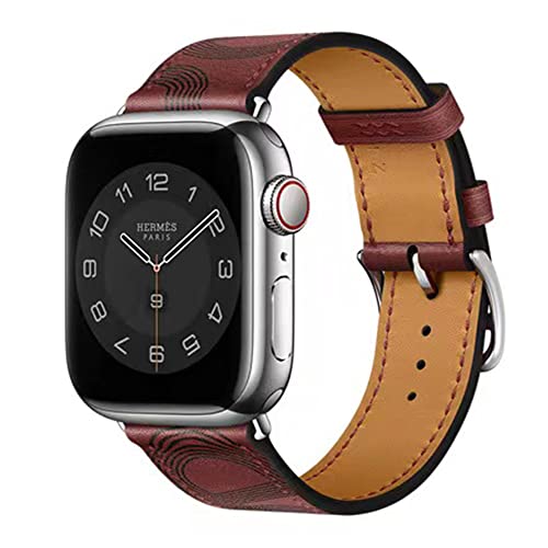 AIYIRUO Kompatibel mit Apple Watch Armband 8 Leder Herren Damen 45mm 41mm 44mm 40mm 49mm Aus Echtem Lederarmband Ersatzarmband mit Ultra iWatch Armband Serie 8/7/6/5/4/3/2/1,SE Original Band von AIYIRUO