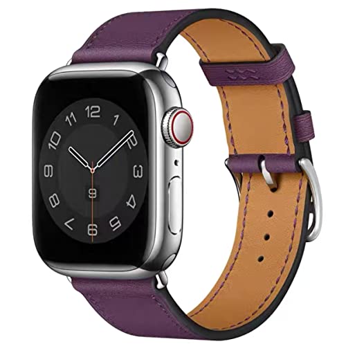 AIYIRUO Kompatibel mit Apple Watch Armband 8 Leder Herren Damen 45mm 41mm 44mm 40mm 49mm Aus Echtem Lederarmband Ersatzarmband mit Ultra iWatch Armband Serie 8/7/6/5/4/3/2/1,SE Original Band von AIYIRUO