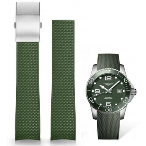 AIYIRUO Uhrenarmbänder Gummi Armband 21mm Sportarmband Armband Ersetzen Klappbarer Zifferverschluss Kompatibel mit der Longines Concus-Serie Tauchserie L3 781 782 741 742 von AIYIRUO
