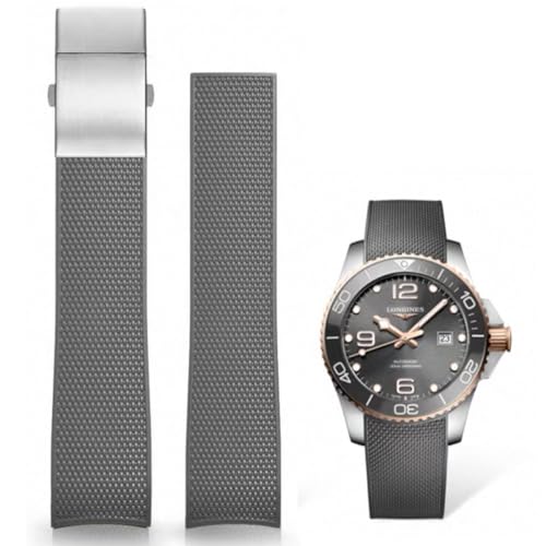 AIYIRUO Uhrenarmbänder Gummi Armband 21mm Sportarmband Armband Ersetzen Klappbarer Zifferverschluss Kompatibel mit der Longines Concus-Serie Tauchserie L3 781 782 741 742 von AIYIRUO