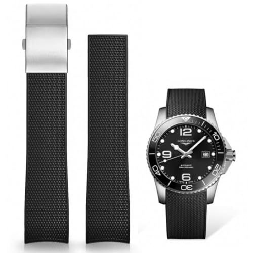 AIYIRUO Uhrenarmbänder Gummi Armband 21mm Sportarmband Armband Ersetzen Klappbarer Zifferverschluss Kompatibel mit der Longines Concus-Serie Tauchserie L3 781 782 741 742 von AIYIRUO