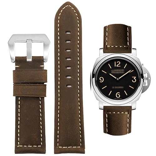AIYIRUO Uhrenarmband, Vintage Leder Ersatz Armband,Armband für Uhren, Echtleder Ersatzarmband 20mm 22mm 24mm 26mm für Panerai von AIYIRUO