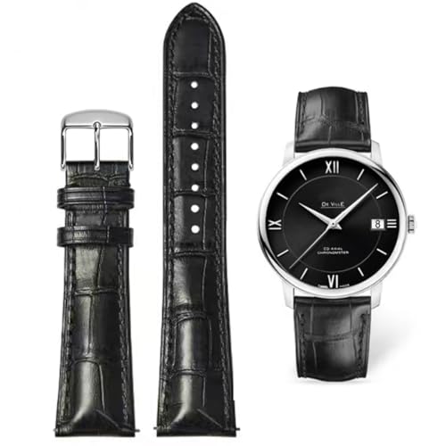 AIYIRUO Uhrenarmband Leder Krokodilmuster Echtes Leder Weich und Langlebig Armband Ersatz-Watch Armband mit Edelstahl Metall Silber Gold Schließe für Herren Damen (12mm-24mm) von AIYIRUO
