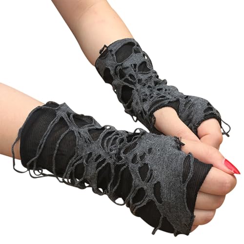 AIYVELU 1 Paar Halloween Fingerlose Handschuhe Spinnennetz Spitzenhandschuhe Schwarze hexen zubehör emo accessoires Punkhandschuhe für Halloween Party Kostüm Kostümzubehör von AIYVELU