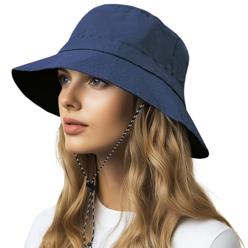 AIYVELU Regenhut Damen Wasserdicht Fischerhut Damen anglerhut herren bucket hat herren Herren Anglerhut Bucket Hat Sonnenhut Damen Faltbar Tragbar Outdoor Sommerhut(Marine) von AIYVELU