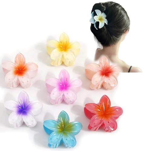 Blume Haarspange, Nonslip Blume Klaue Clips Starker Halt Hawaii Klaue Clip für mittlere dicke Haare Frauen und Mädchen Hawaii Haar Accessoire (HairclawEggflower) von AIZIYIN